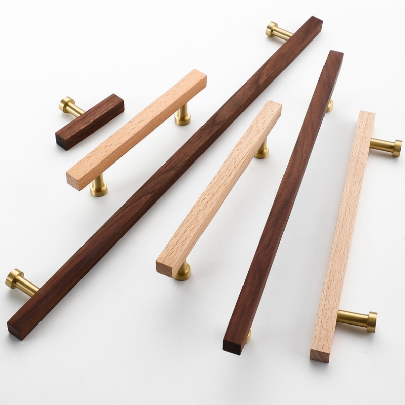 Woodworking In Japanese - มือจับประตูตู้เสื้อผ้าทำจากทองเหลืองแท้ ไม้บีช ไม้วอลนัท อุปกรณ์ครัวสไตล์ญี่ปุ่น มือจับตู้เก็บของ มือจับเฟอร์นิเจอร์ตู้เสื้อผ้า