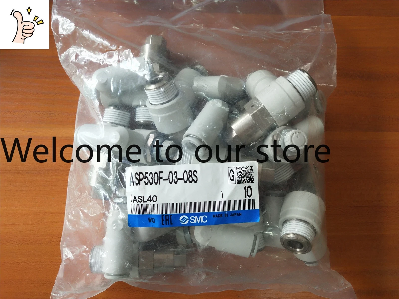 Woodworking In Japanese - 2026.4 วาล์วควบคุมความเร็วแบบนักบิน SMC ของแท้จากญี่ปุ่นรุ่น ASP530F-03-08S ช่องแยก
