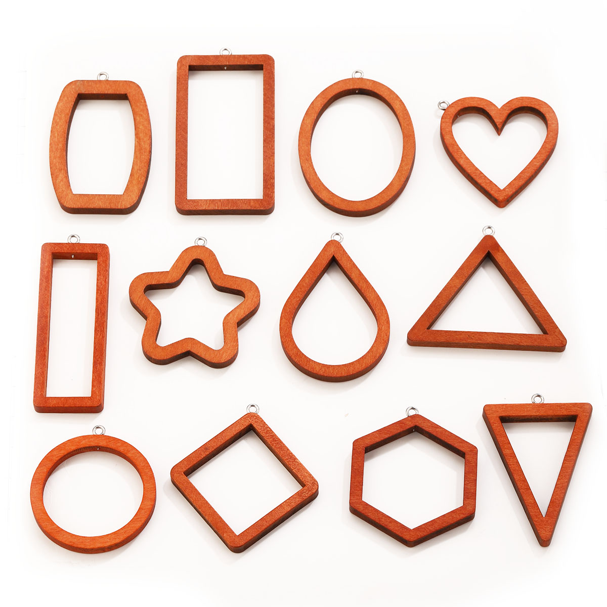 Woodworking Resin - จี้รูปทรงเรขาคณิตไม้รูปสามเหลี่ยมและสี่เหลี่ยม 10 ชิ้น สำหรับต่างหู สร้อยข้อมือ ตัวเชื่อมต่อ